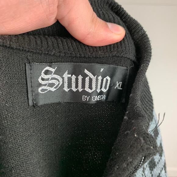 Vintage Patterned Knit Quarter Zip 90s Sweater - Picture 5 of 5